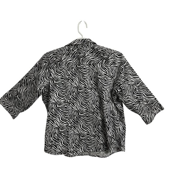 212 Collection Zebra Print Womens Button-Up Shirt 2X Cotton-Blend Mob Wife - Picture 3 of 9